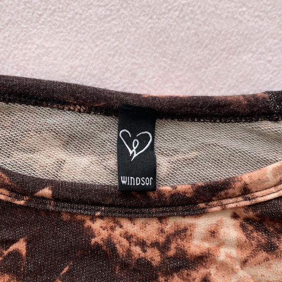 Windsor Women’s Black/Orange Tie Dye Long Sleeve Casual Crop Top Sz M - Picture 4 of 8